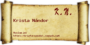 Krista Nándor névjegykártya